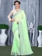 Light Green Faux Georgette Plain Casual Saree