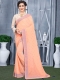 Light Coral Orange Faux Georgette Plain Casual Saree