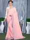 Light Pink Faux Georgette Plain Casual Saree