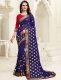Navy Blue Faux Georgette Embroidered Party Saree
