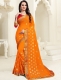 Pumpkin Orange Faux Georgette Embroidered Party Saree