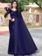 Navy Blue Satin Plain Party Saree