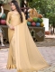 Cream Yellow Satin Plain Party Saree