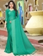 Jungle Green Satin Plain Party Saree