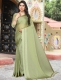 Asparagus Green Satin Plain Party Saree