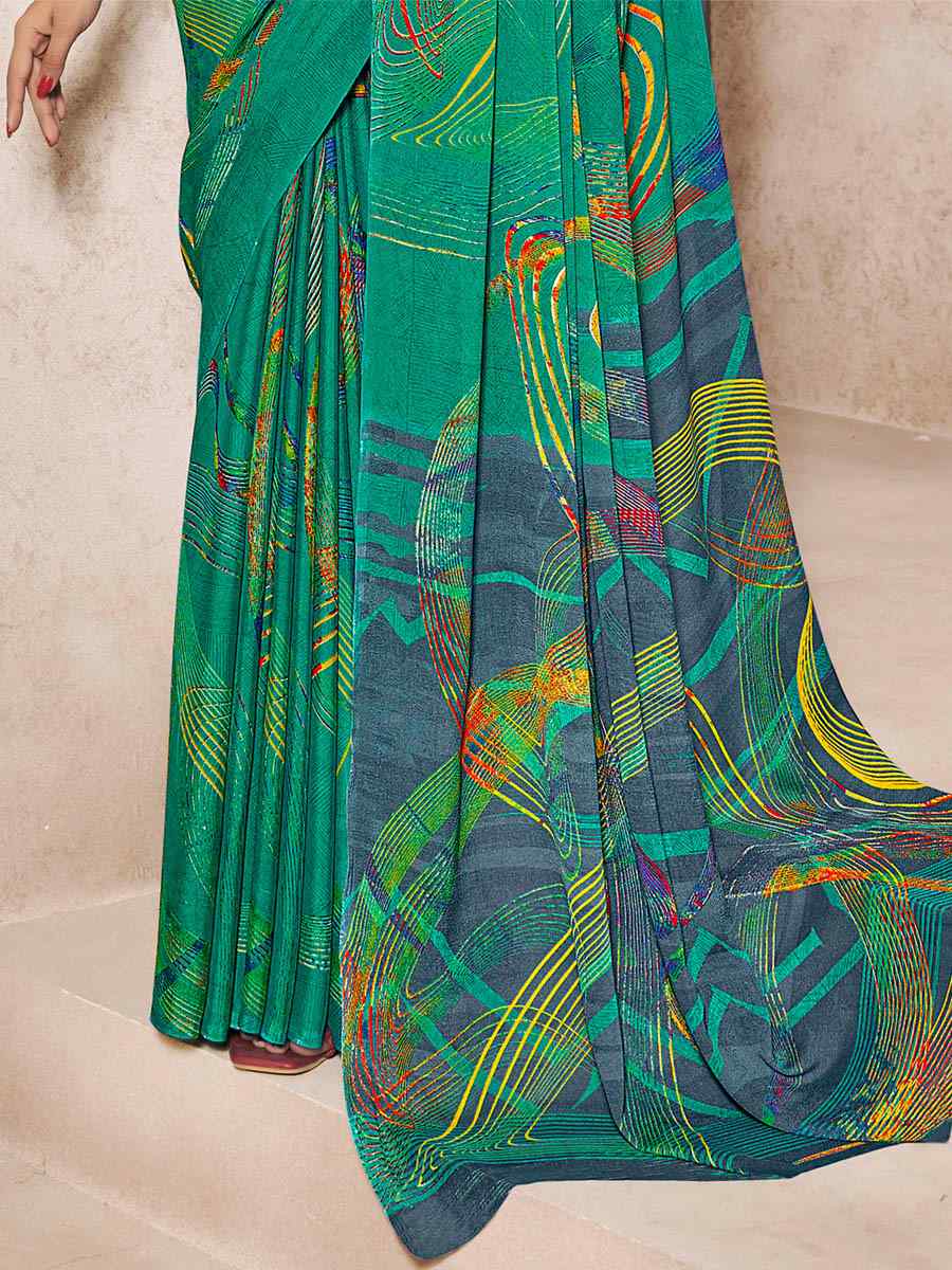 Multi Silk Georgette Printed Casual Party Contemporary Saree
