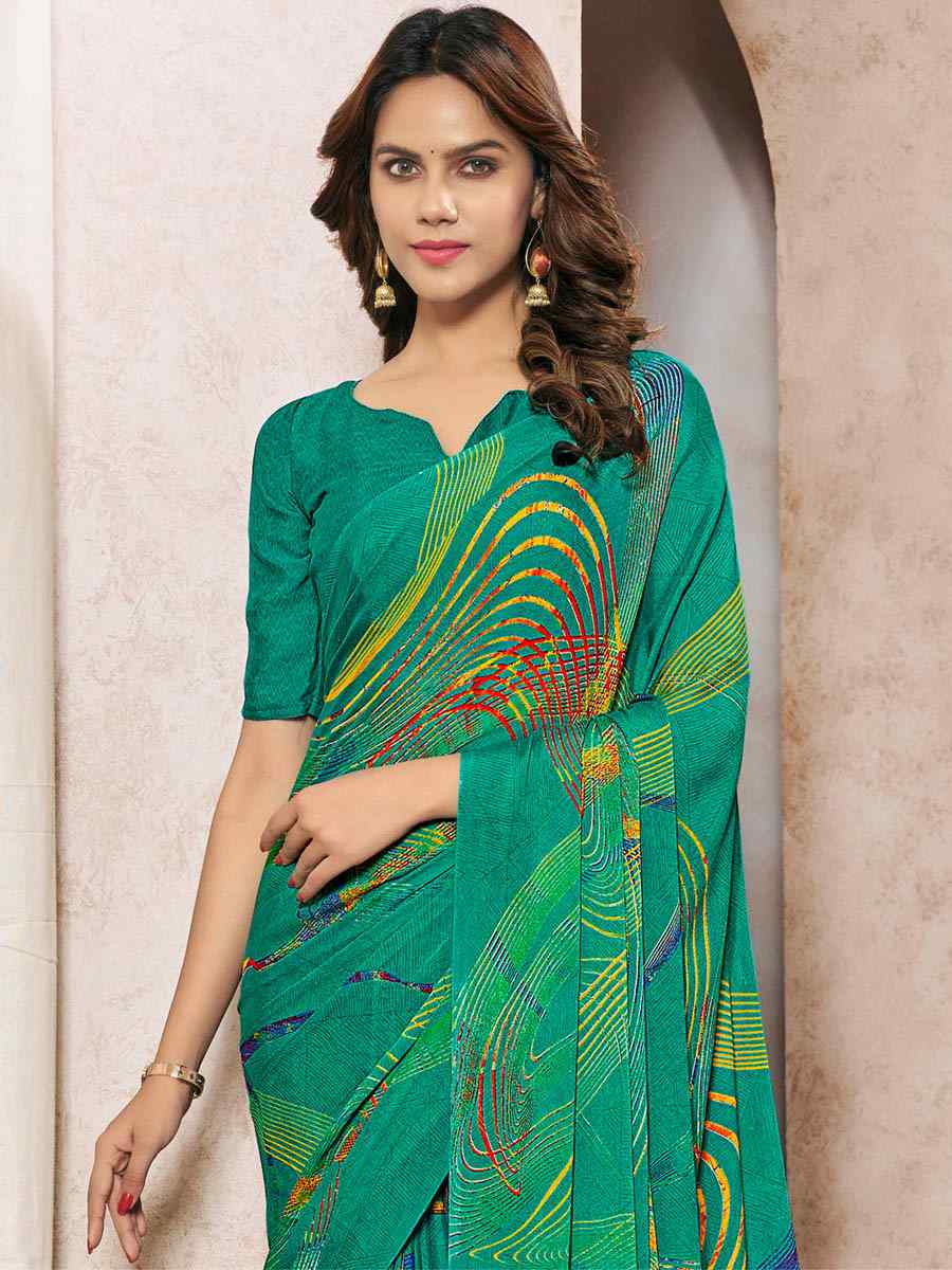 Multi Silk Georgette Printed Casual Party Contemporary Saree