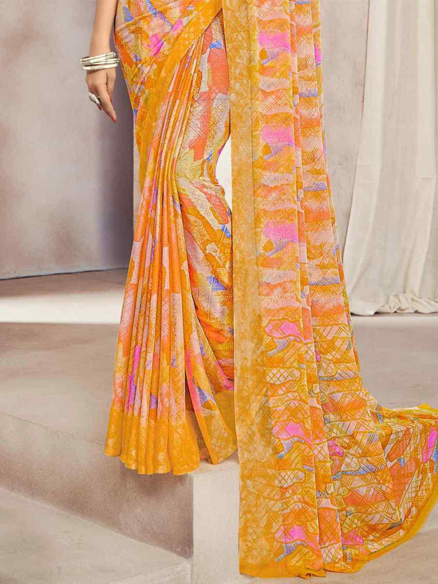 Multi Chiffon Printed Casual Party Contemporary Saree