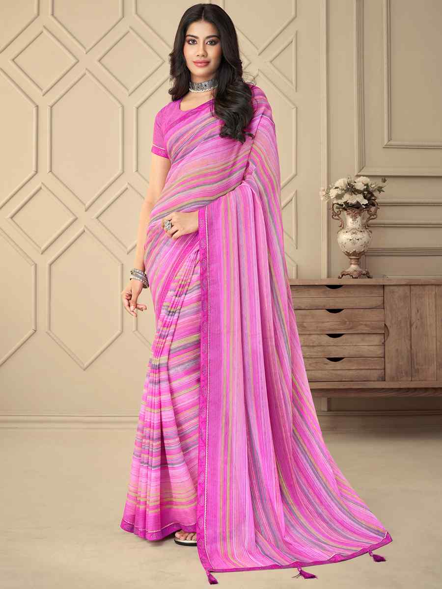 Multi Chiffon Printed Casual Party Contemporary Saree