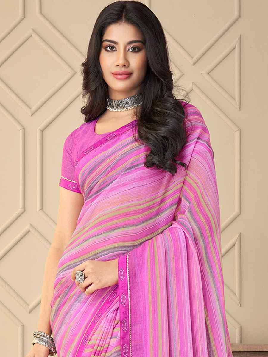 Multi Chiffon Printed Casual Party Contemporary Saree