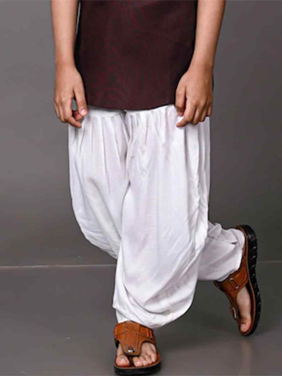 Brown Dupion Silk Brocade Festival Traditional Kurta Dhoti Boys Wear