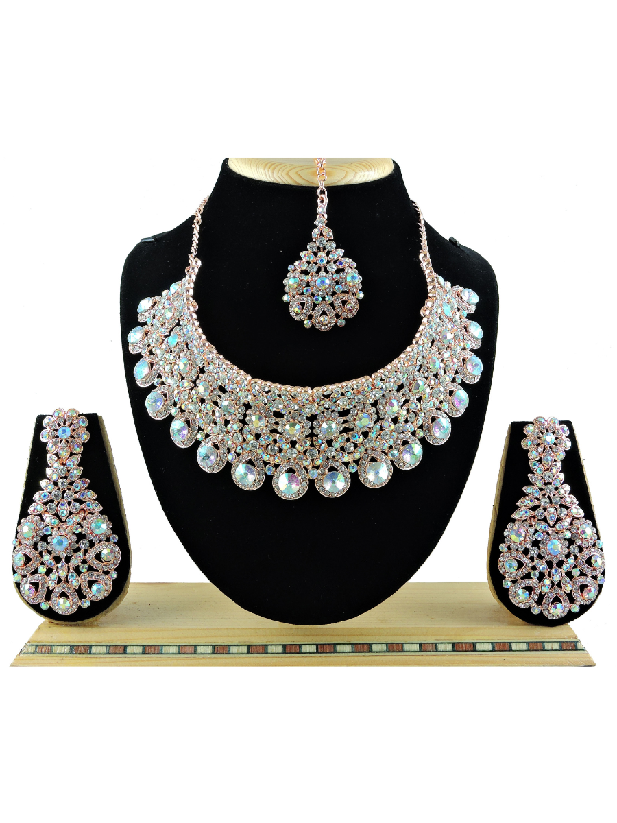 Multi Alloy Bridal Wear Diamonds Necklace