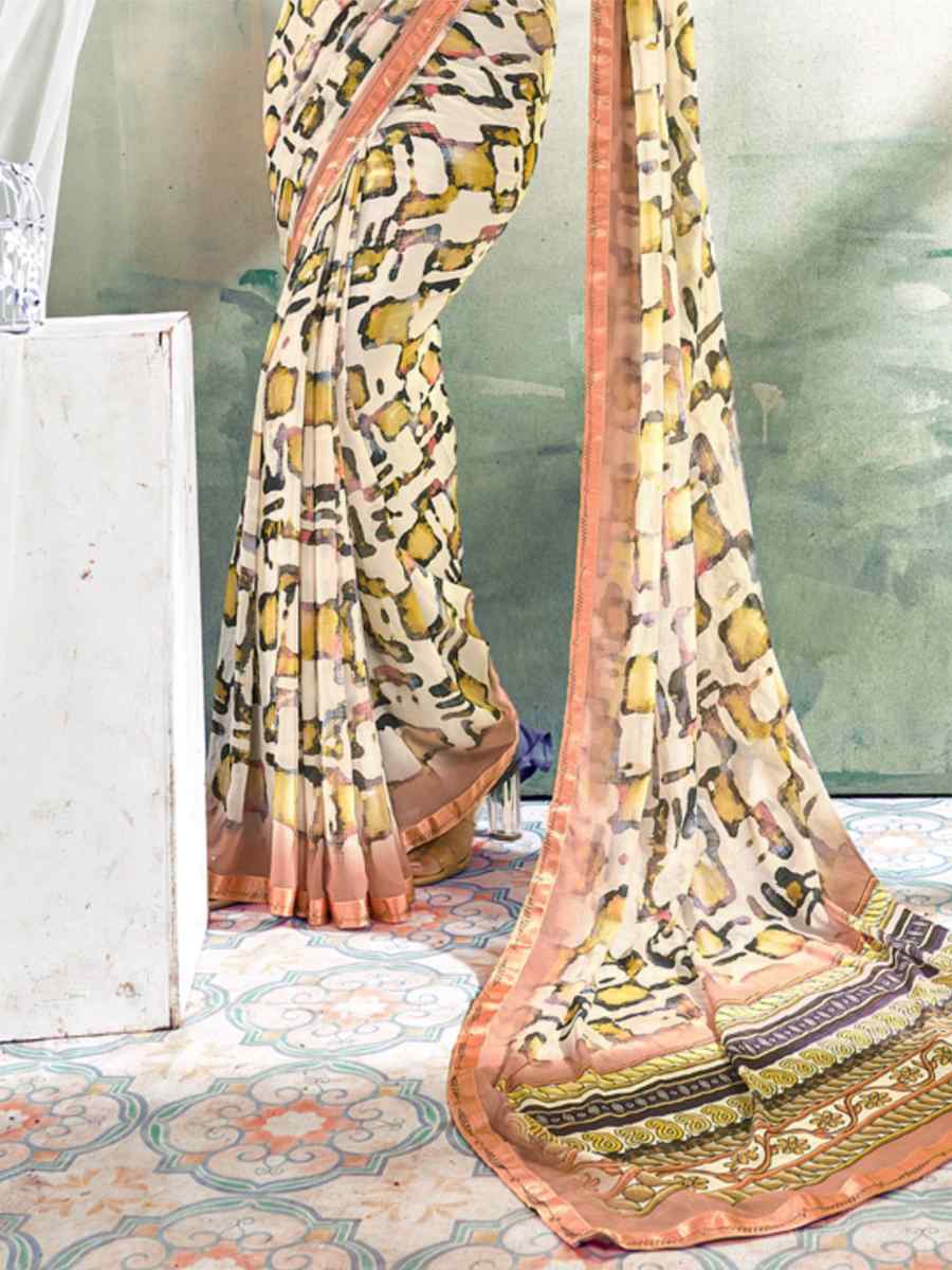 Multi Weightless Polystere Printed Casual Festival Contemporary Saree