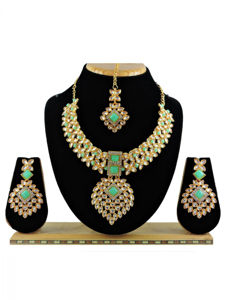 Mint Alloy Festival Wear Kundan Necklace