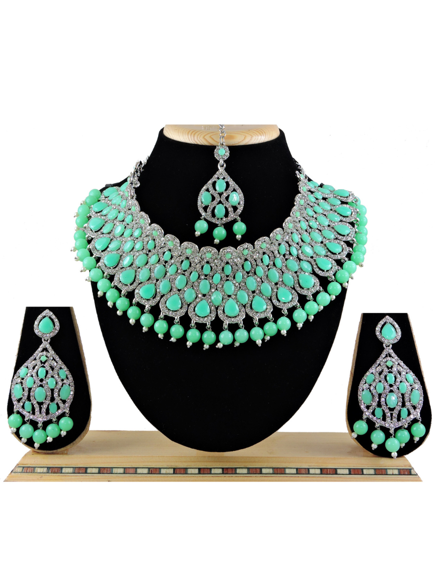 Mint Alloy Festival Wear Kundan Necklace