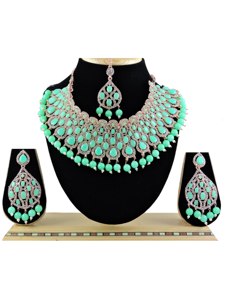 Mint Alloy Festival Wear Kundan Necklace