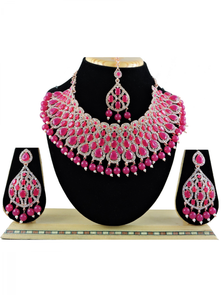 Pink Alloy Festival Wear Kundan Necklace