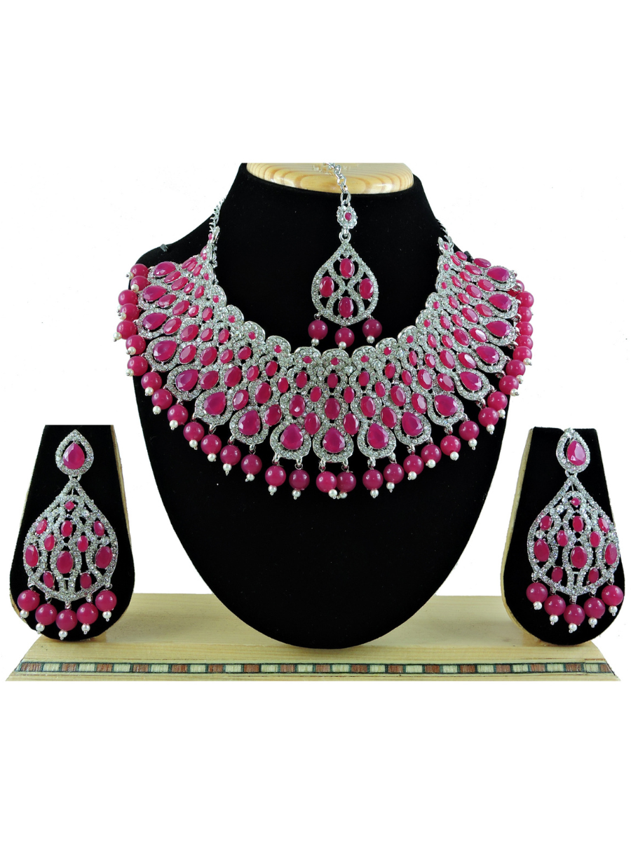 Pink Alloy Festival Wear Kundan Necklace