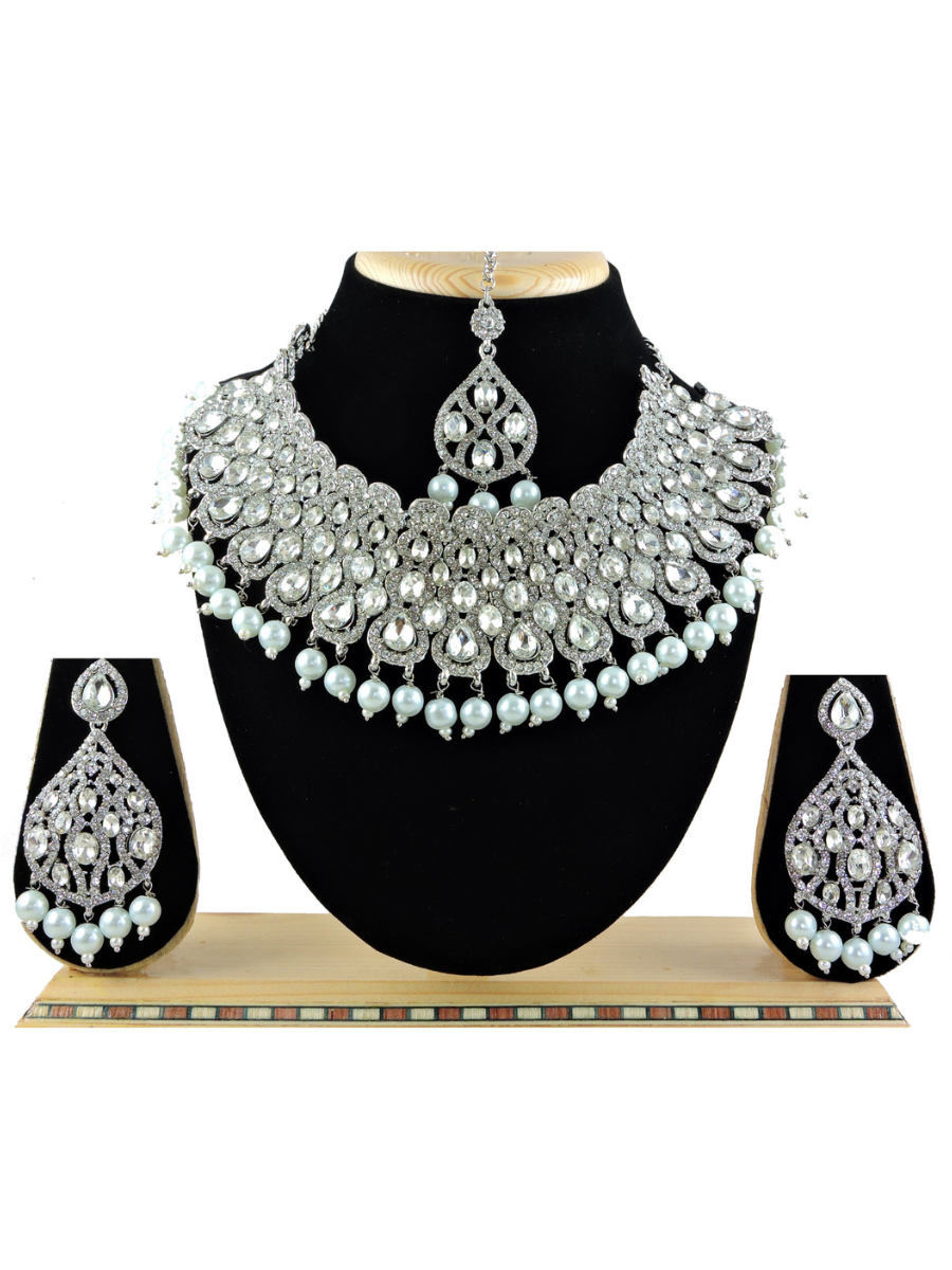 Silver Alloy Festival Wear Kundan Necklace