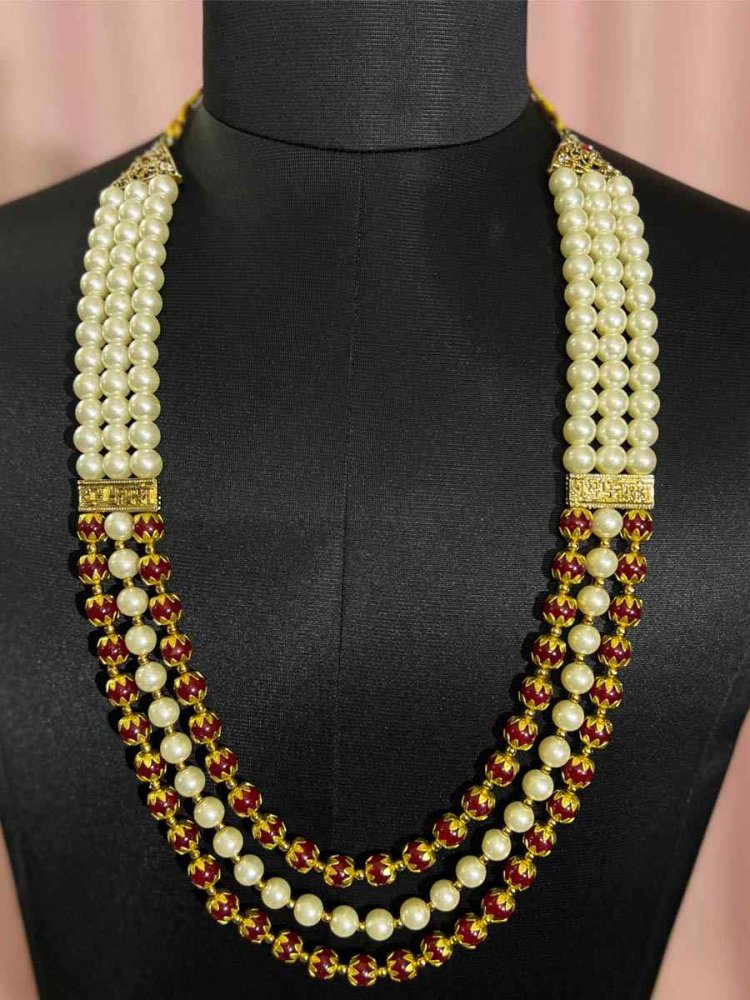 Multi Alloy Moti Groom&#039;s Wedding Wear Pearls Necklace