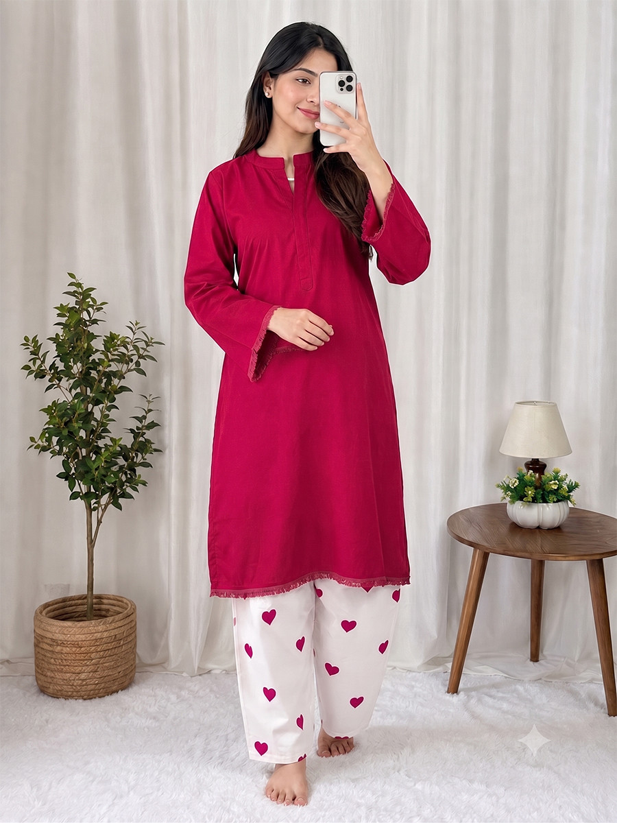 Magenta Heavy Rayon cotton Plain Lace Work Wedding Party Festival Casual Ready Kurti Bottom Women Wear