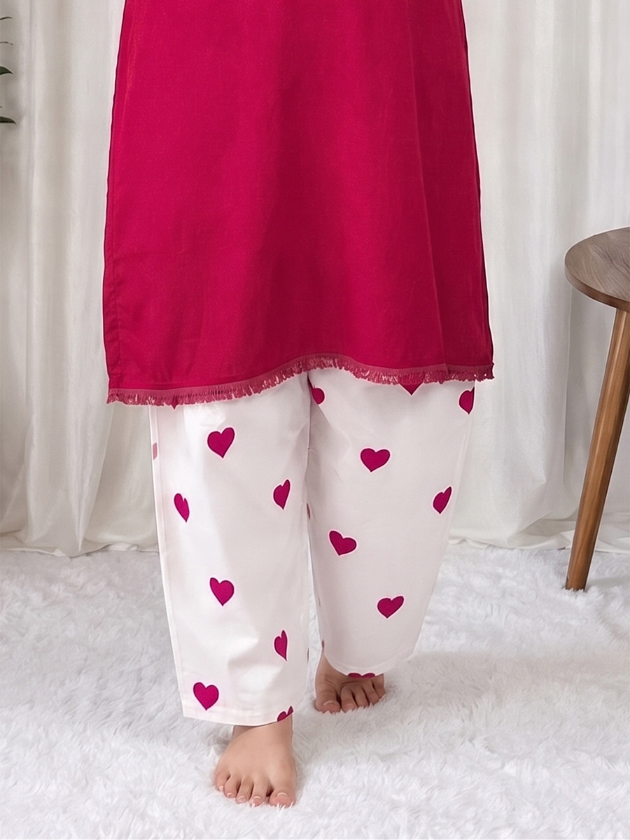 Magenta Heavy Rayon cotton Plain Lace Work Wedding Party Festival Casual Ready Kurti Bottom Women Wear