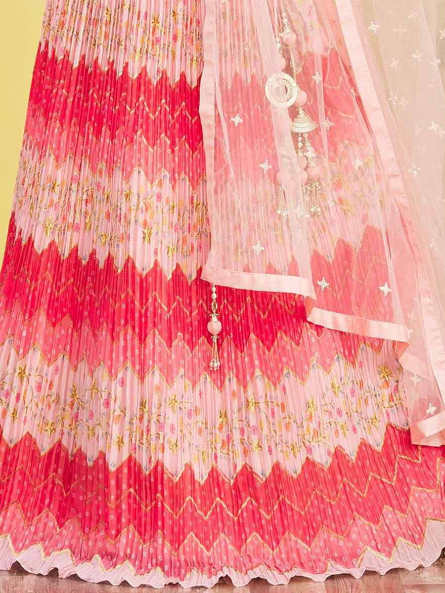 Pink Chinon Embroidered Party Wear Festival Circular Lehenga Choli