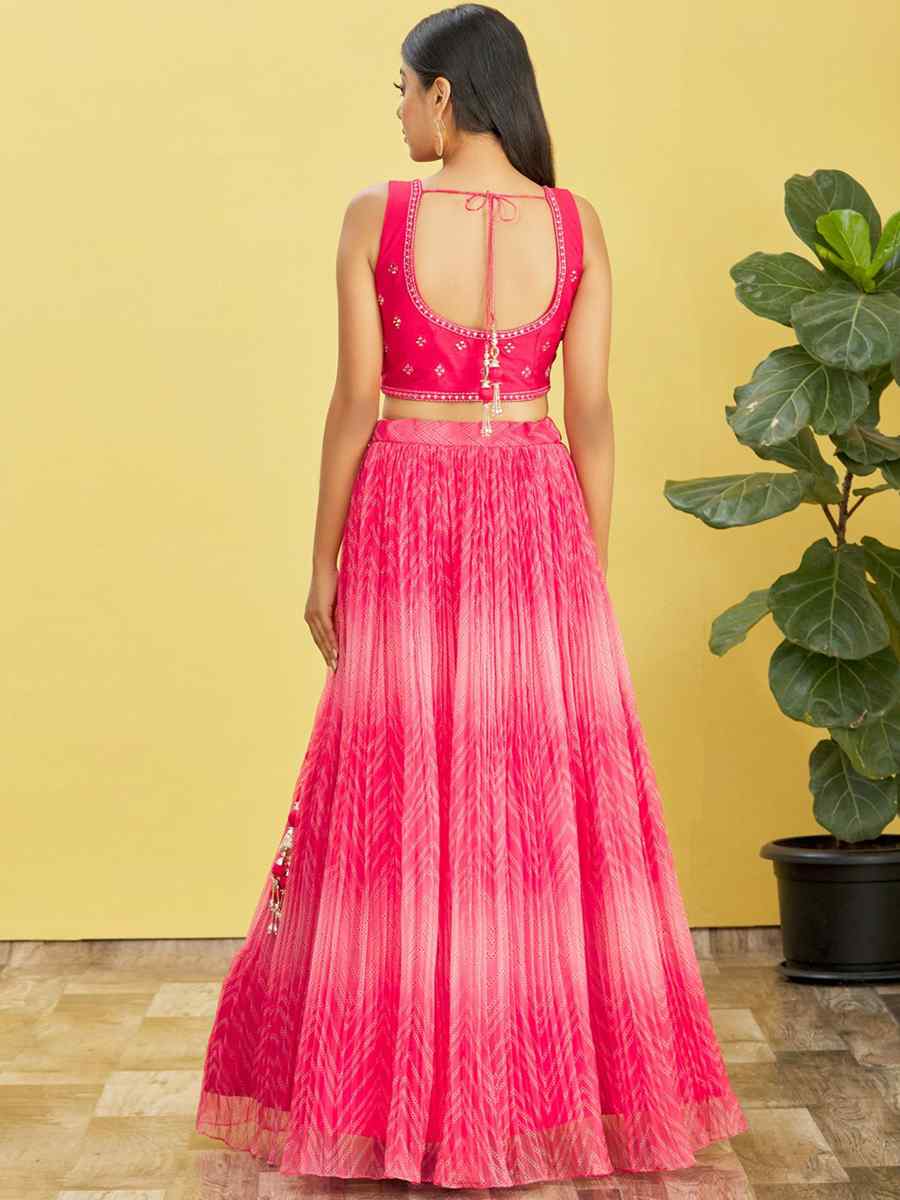Pink Organza Embroidered Party Wear Festival Circular Lehenga Choli