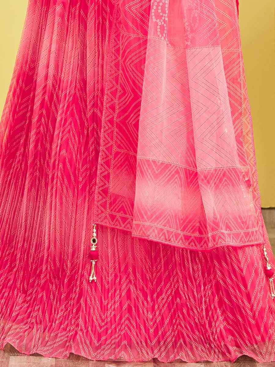 Pink Organza Embroidered Party Wear Festival Circular Lehenga Choli
