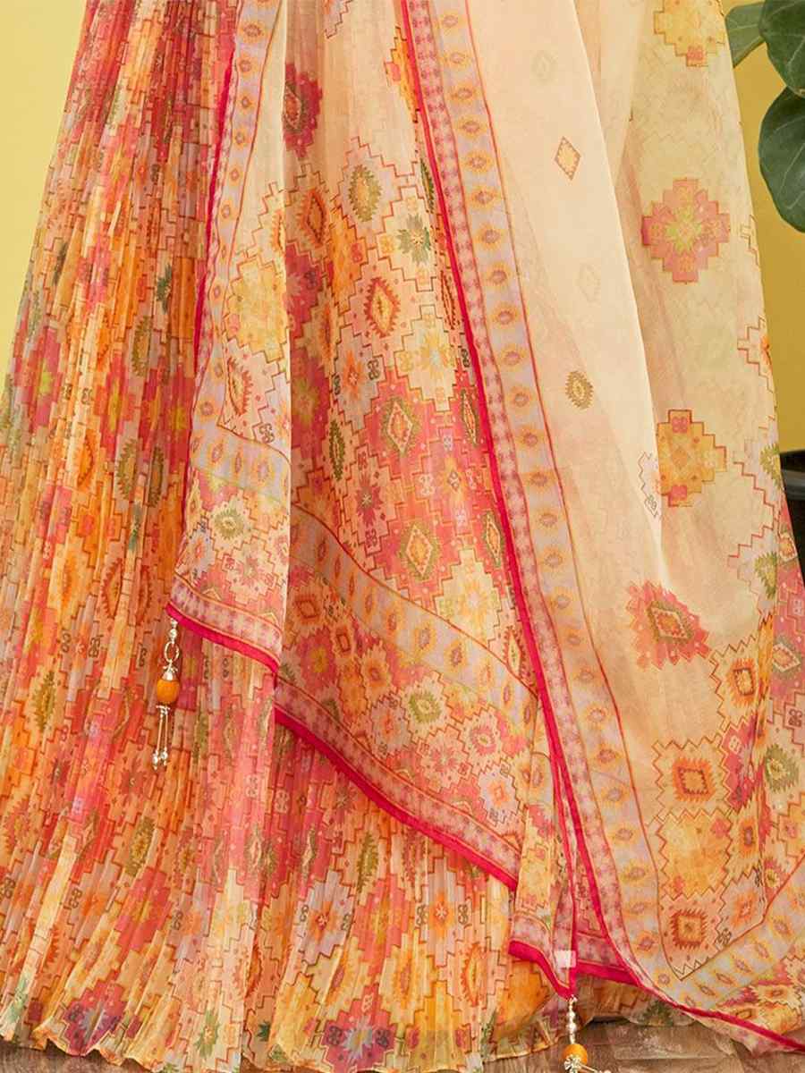 Yellow Organza Embroidered Party Wear Festival Circular Lehenga Choli