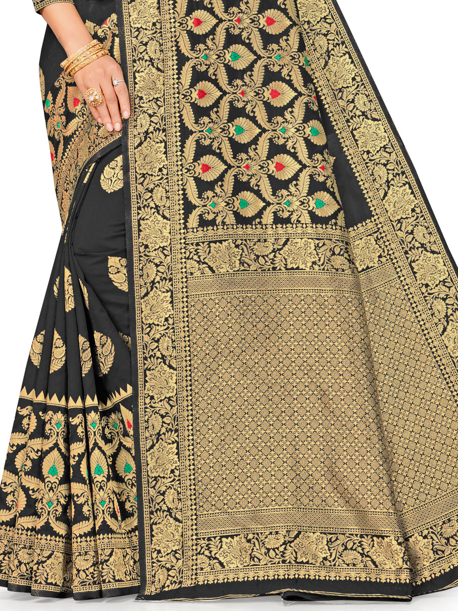 Black Banarasi Silk Handwoven Festival Saree