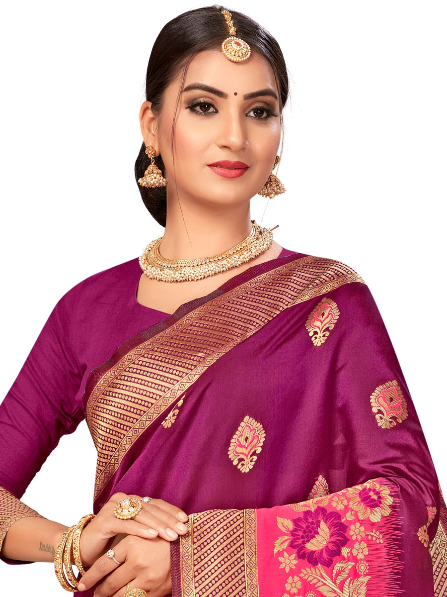 Byzantium Purple Banarasi Silk Handwoven Festival Saree