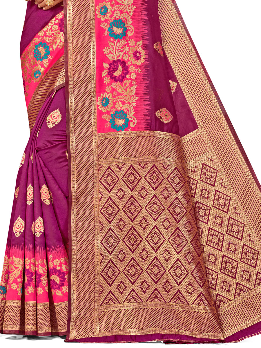 Byzantium Purple Banarasi Silk Handwoven Festival Saree
