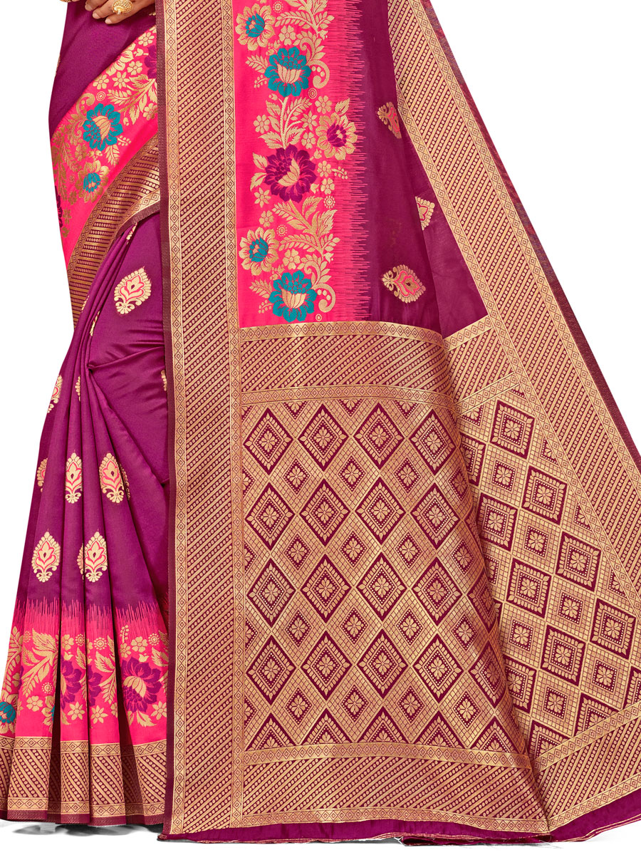 Byzantium Purple Banarasi Silk Handwoven Festival Saree