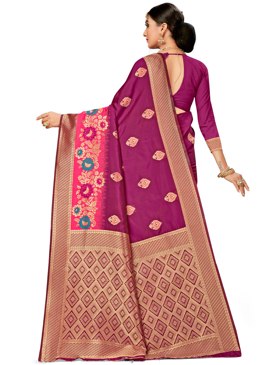 Byzantium Purple Banarasi Silk Handwoven Festival Saree