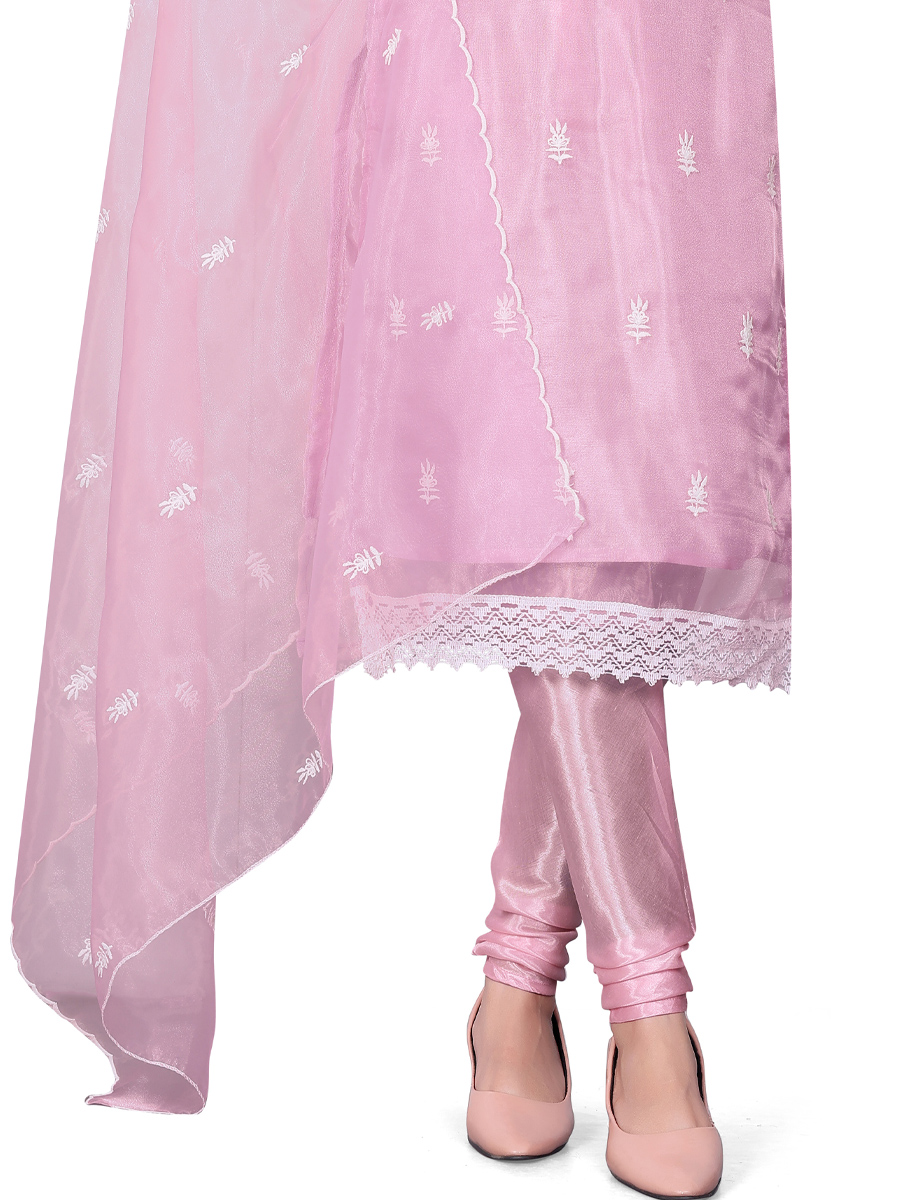 Pink Organza Embroidered Casual Festival Churidar Salwar Kameez