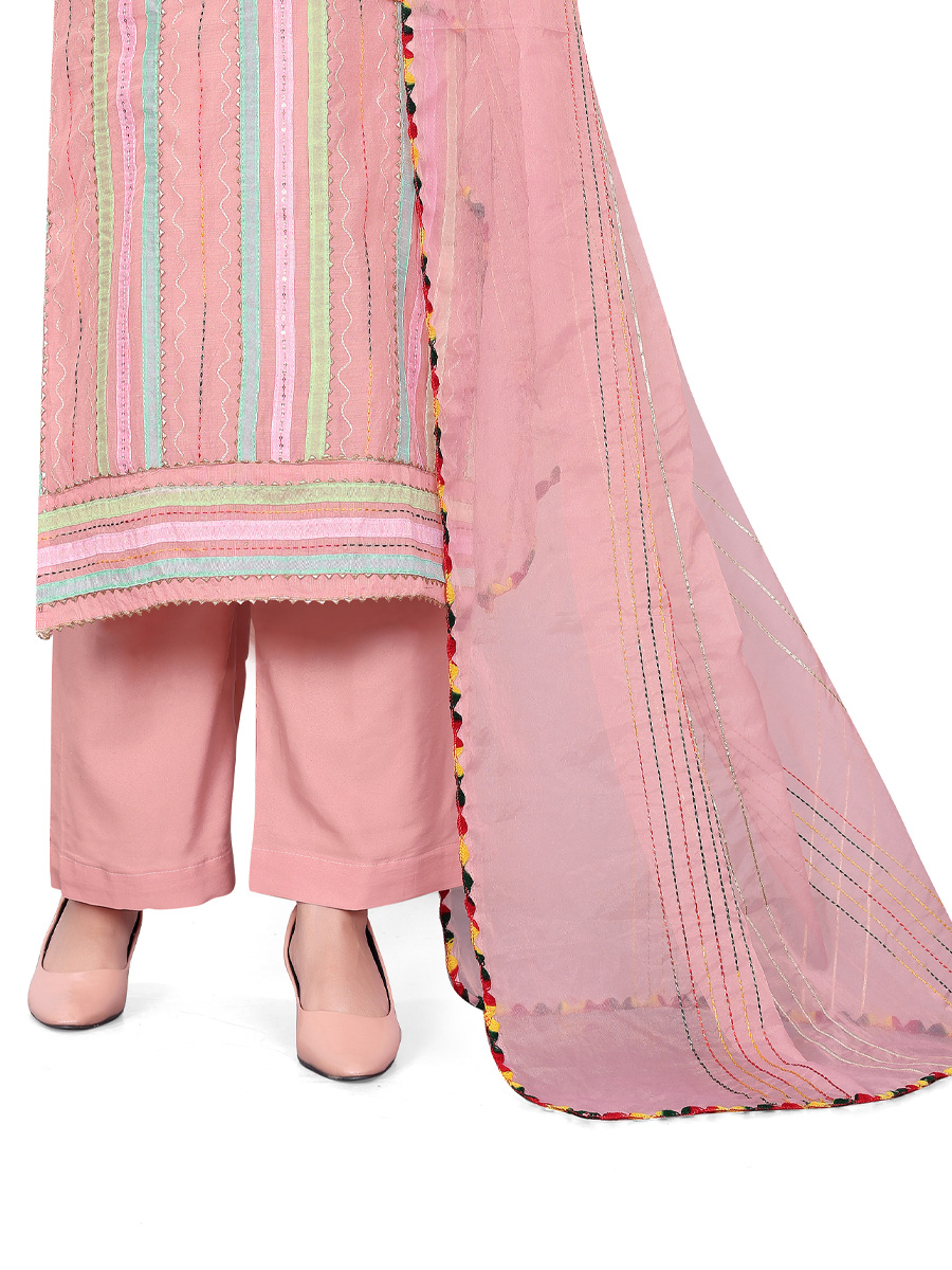 Pink Chanderi Cotton Embroidered Casual Festival Pant Salwar Kameez