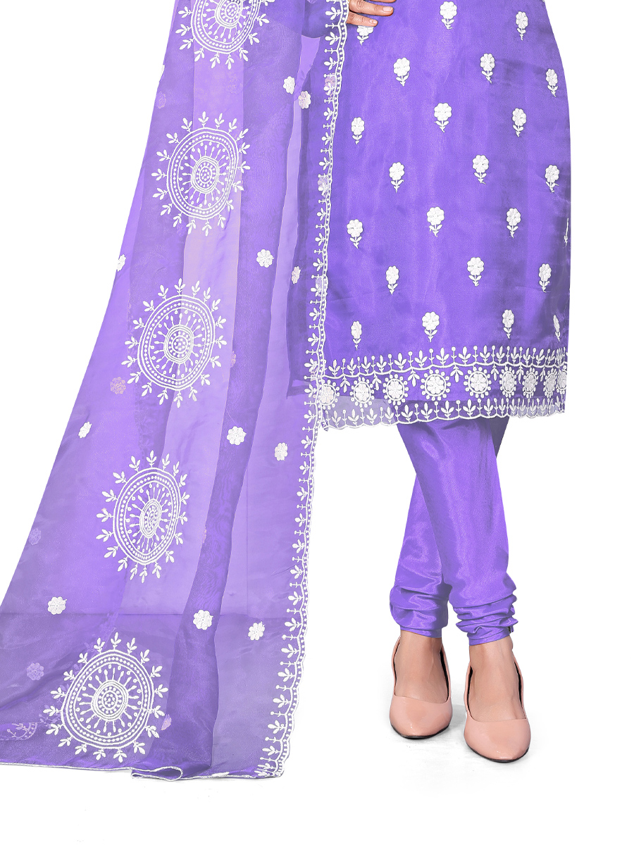 Purple Organza Embroidered Casual Festival Churidar Salwar Kameez