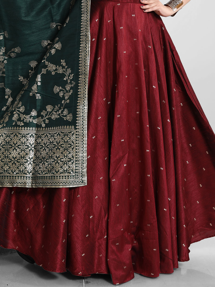 Maroon Art Silk Embroidered Party Lawn Kameez