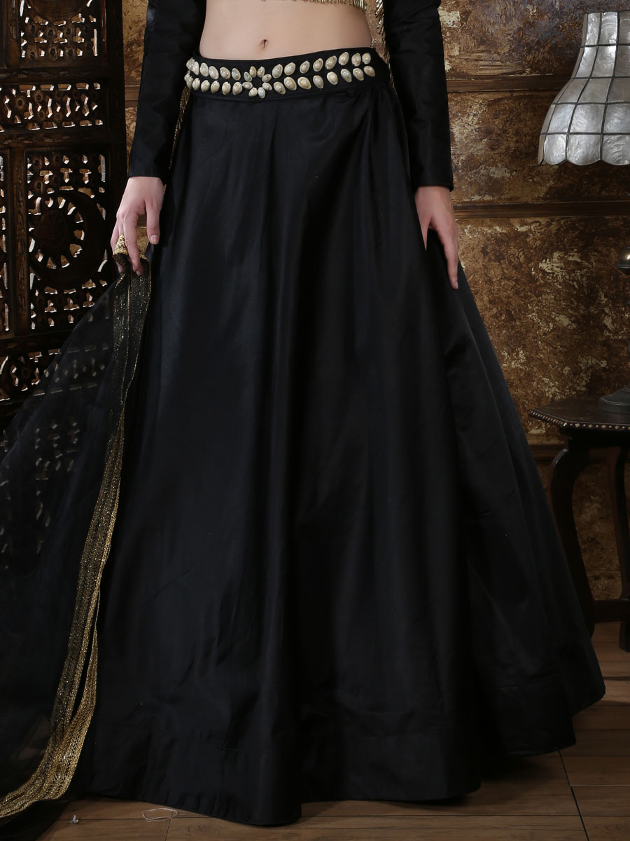 plain black lehenga