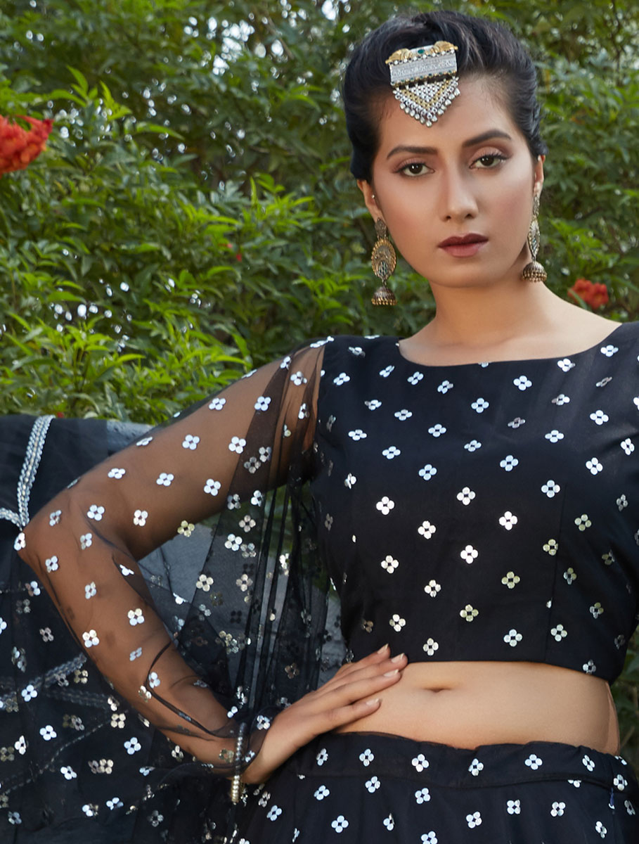Black Net Designer Party Lehenga Choli