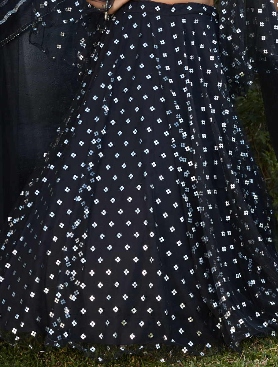 Black Net Designer Party Lehenga Choli