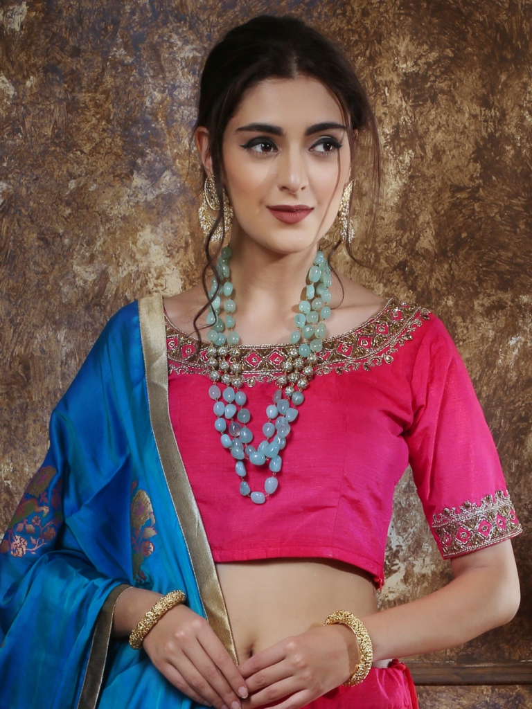 Magenta Pink Mastani Silk Embroidered Party Lehenga Choli
