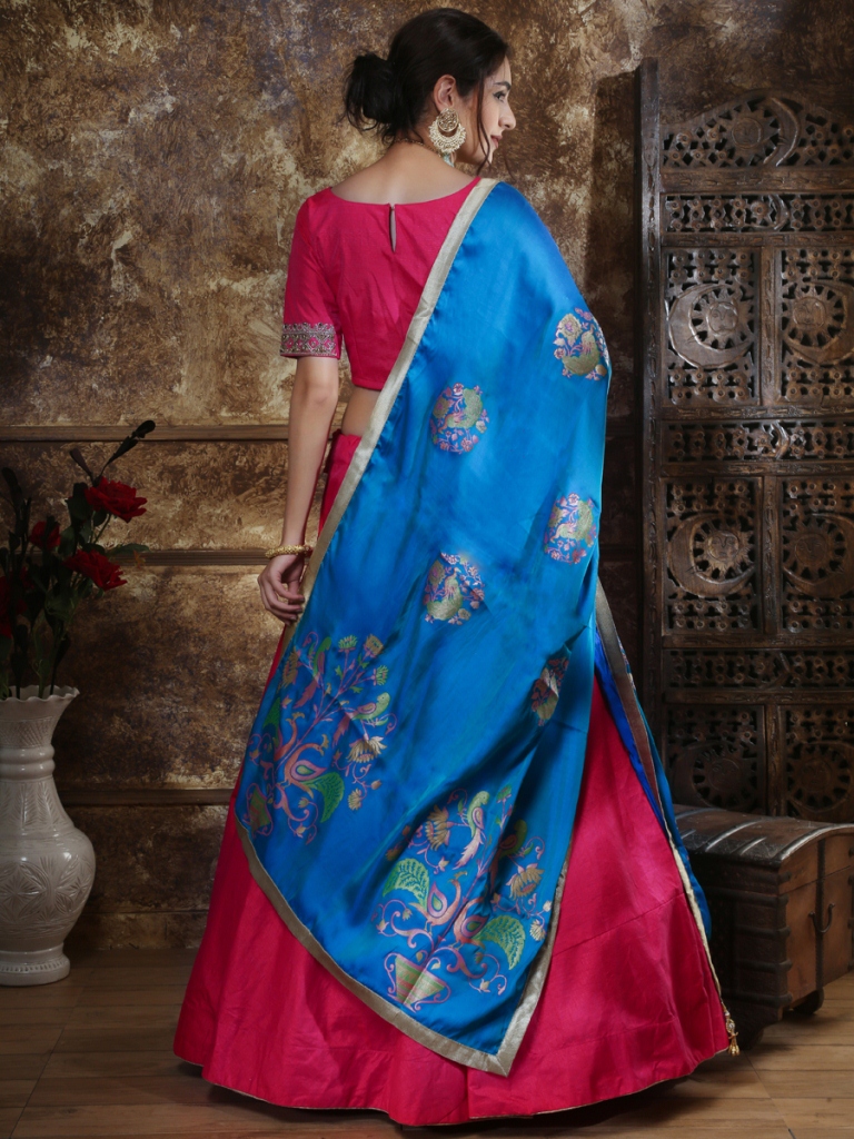 Magenta Pink Mastani Silk Embroidered Party Lehenga Choli