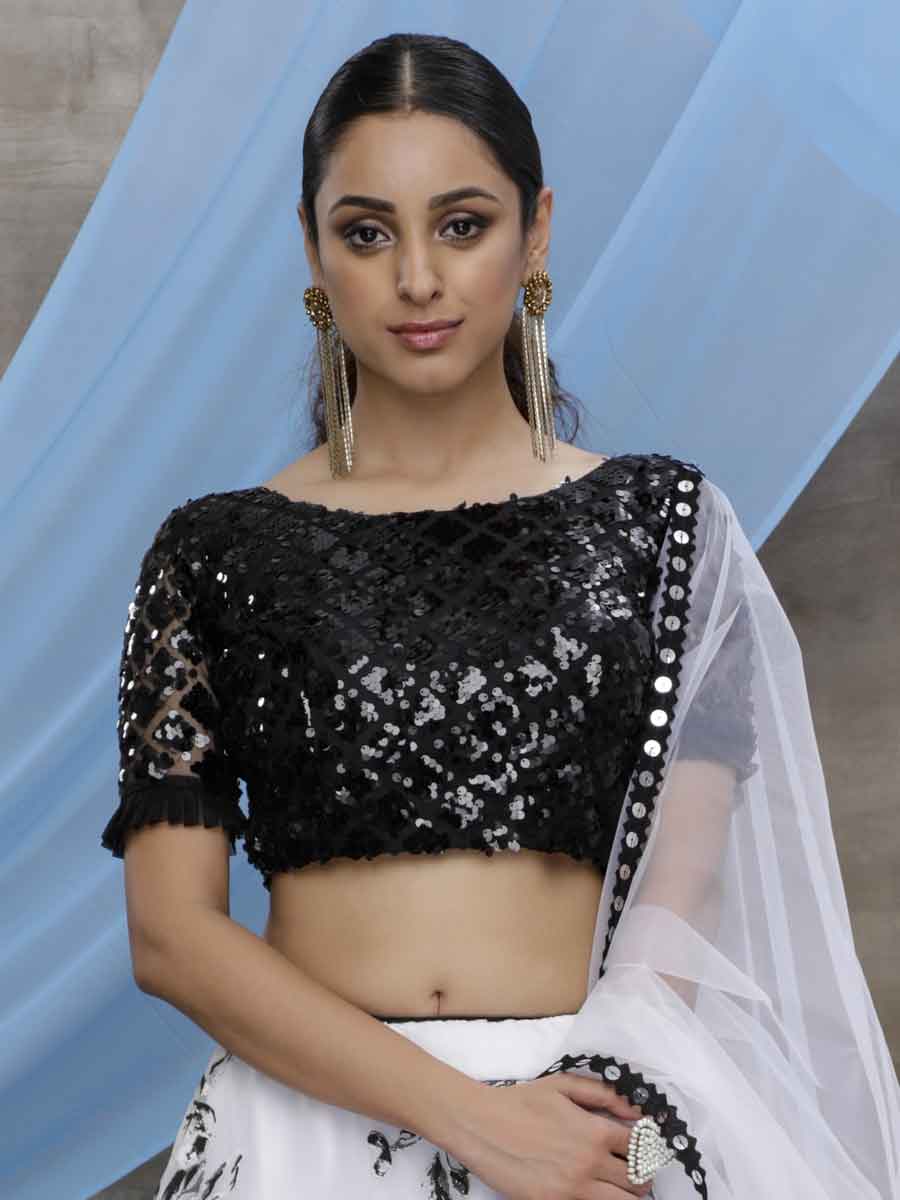 White Organza Embroidered Party Lehenga Choli