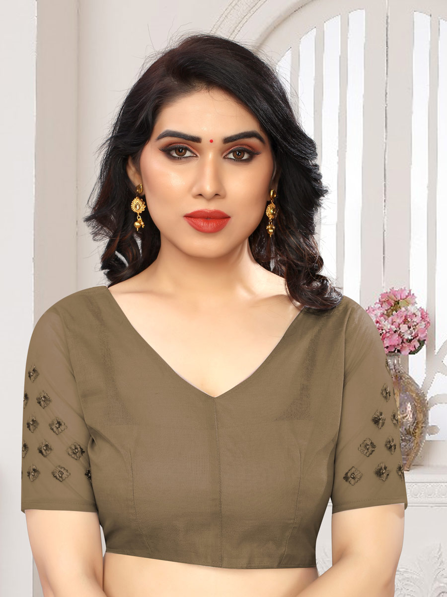 Olive Green Net Embroidered Party Saree