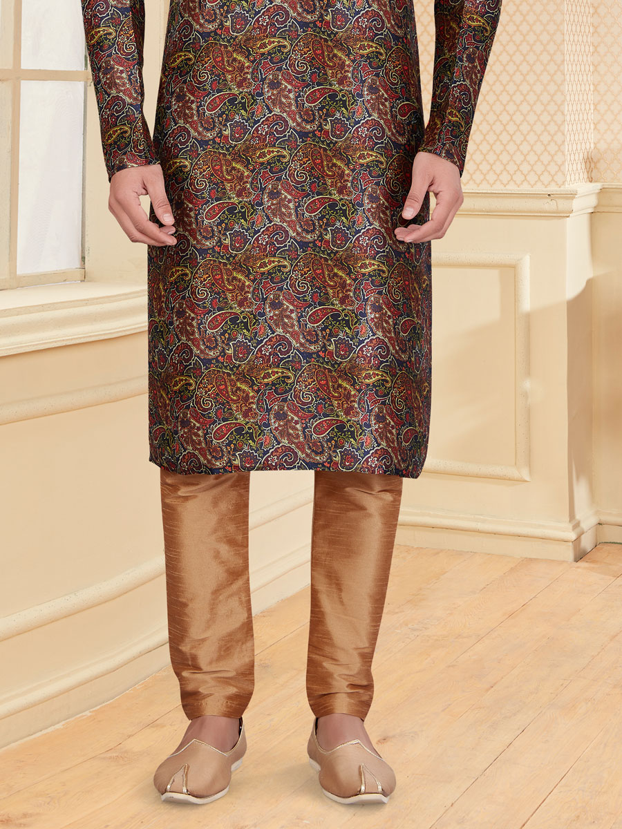 Brown Silk Handwoven Festival Kurta