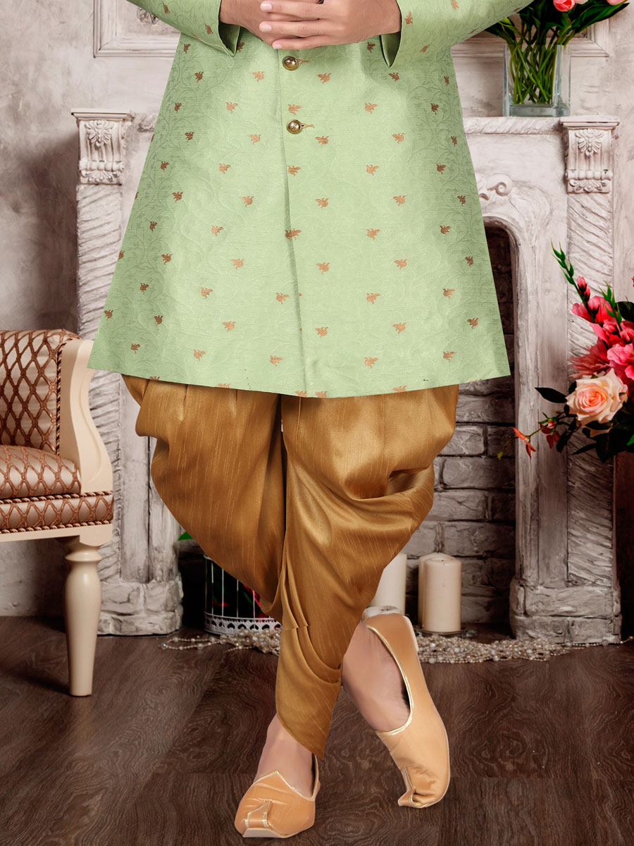 Moss Green Dupion Silk Embroidered Festival Sherwani