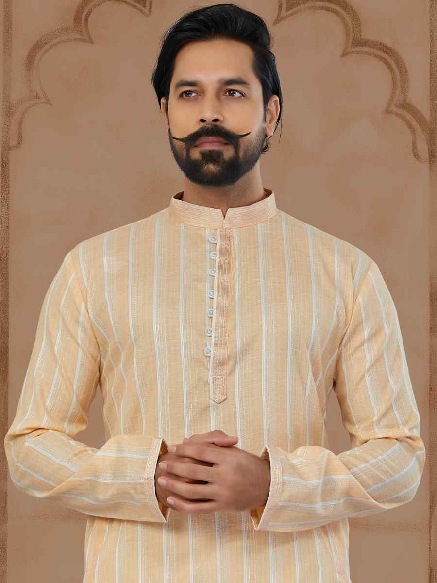 Multi Cotton Printed Festival Mens Kurta