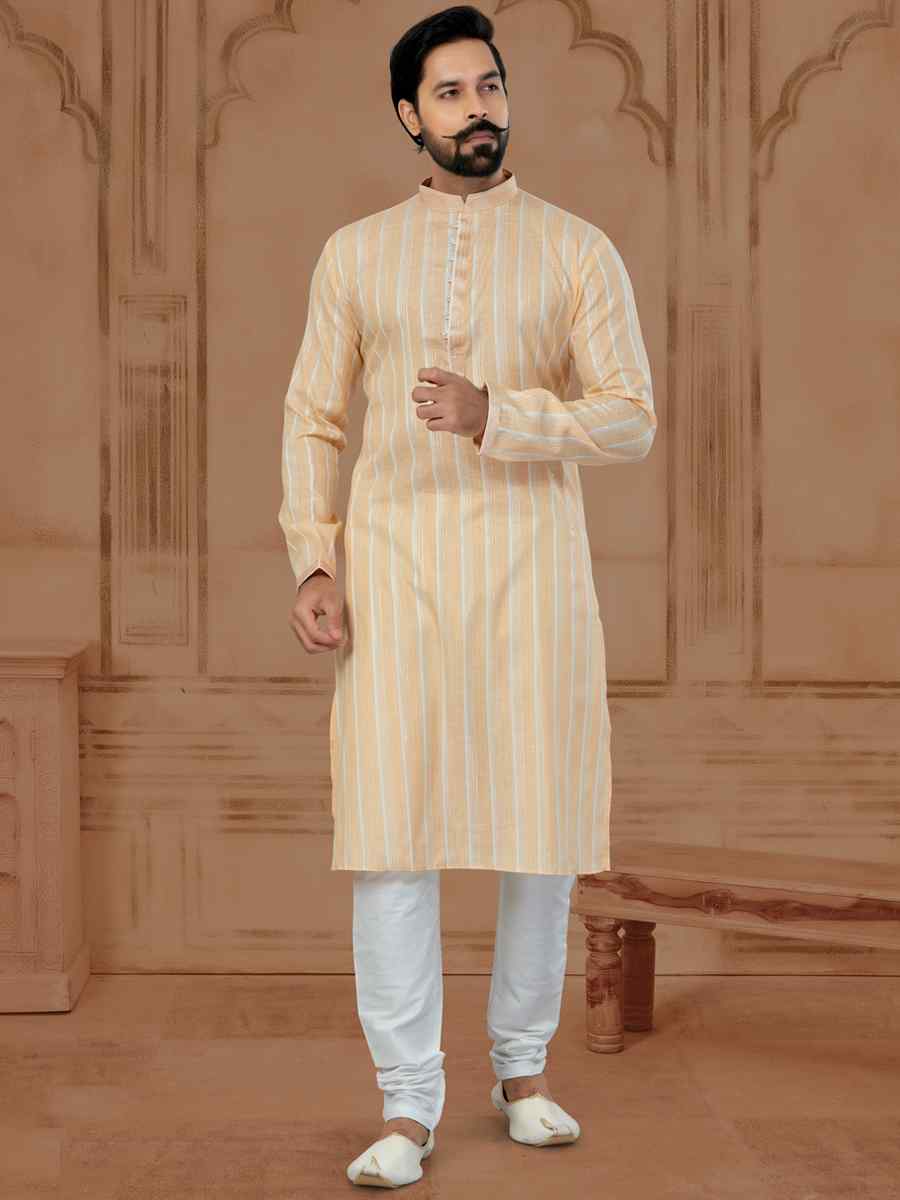 Multi Cotton Printed Festival Mens Kurta